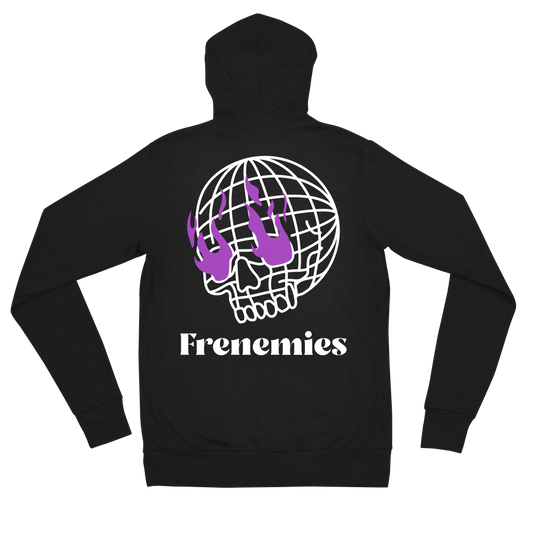 Frenemies Fire Eyes Purple Logo Unisex Zip-Up Hoodie