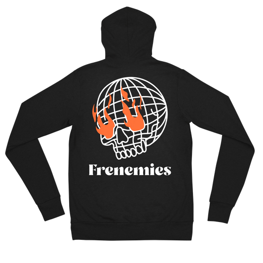 Frenemies Fire Eyes Orange Logo Unisex Zip-Up Hoodie