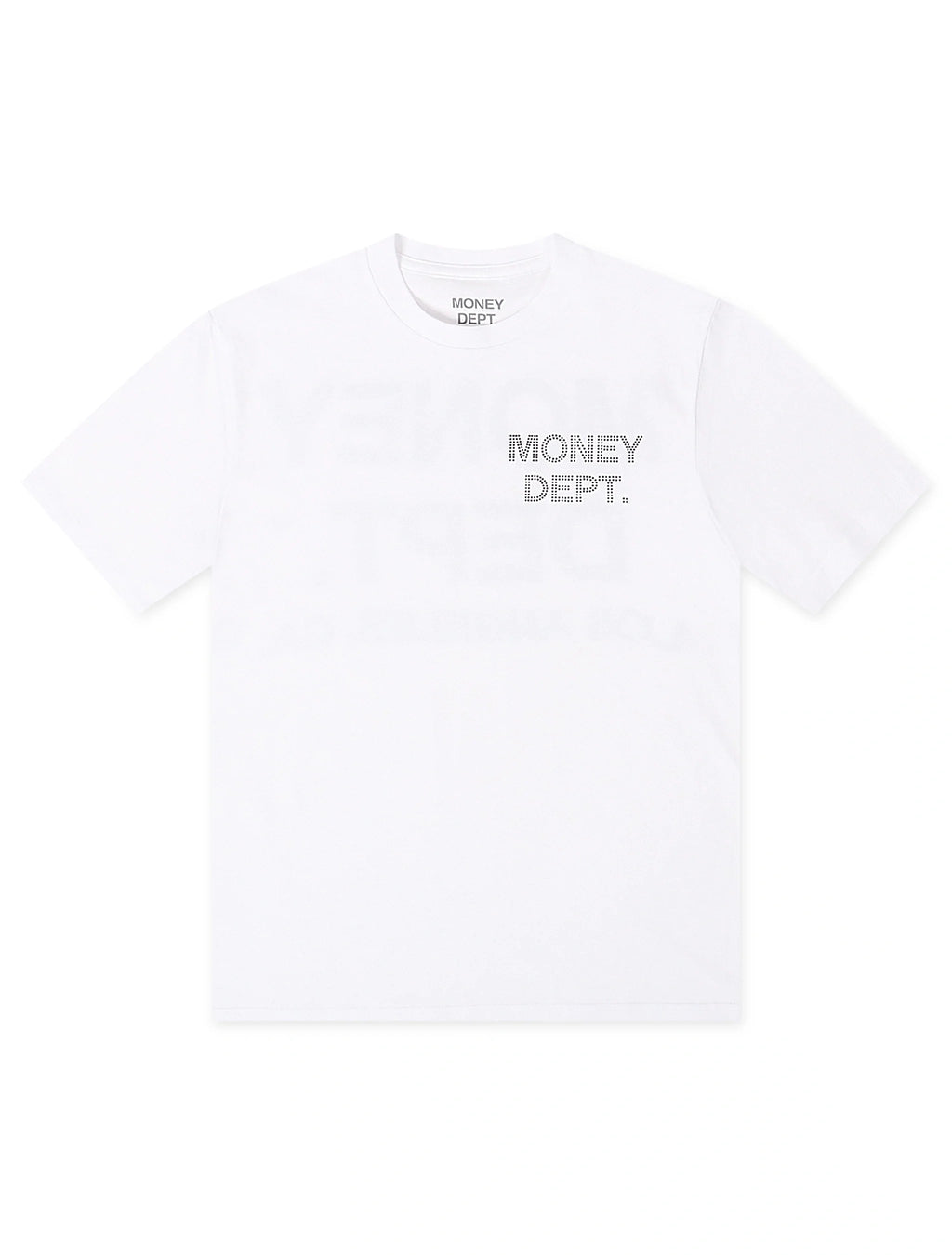 Money Dept. Rhinestone Tee - White/Black - Faded Fabrics