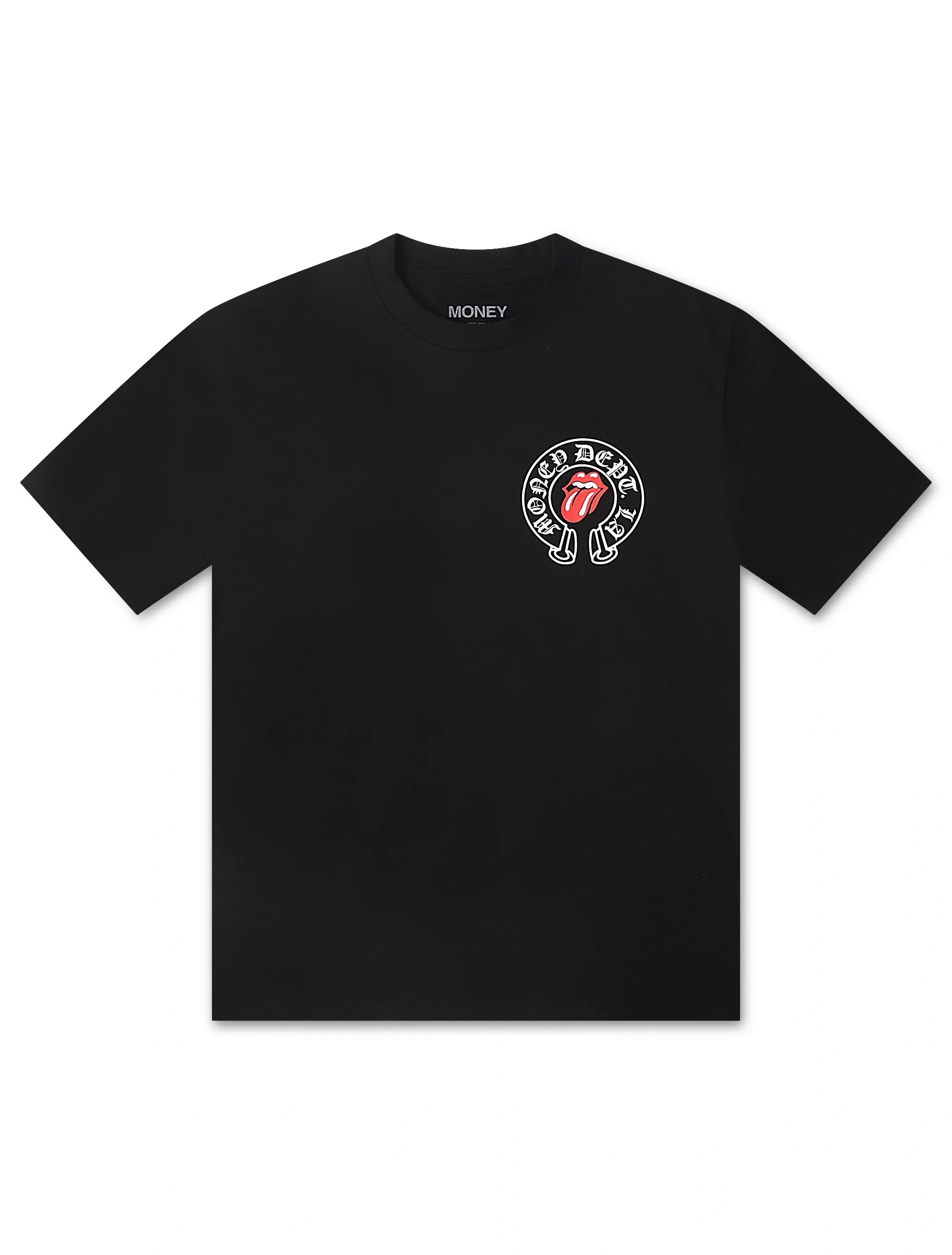 Money Dept. Tongue and Lips Tee - Black - Faded Fabrics