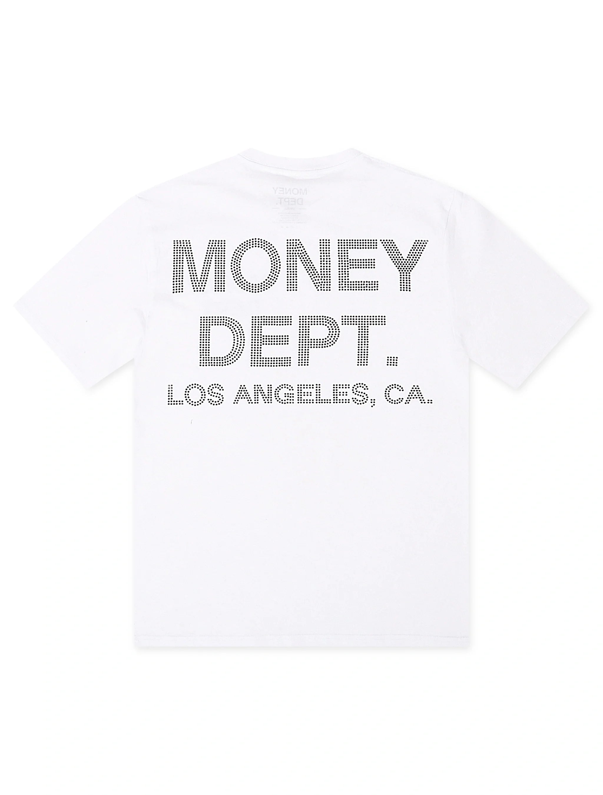 Money Dept. Rhinestone Tee - White/Black - Faded Fabrics
