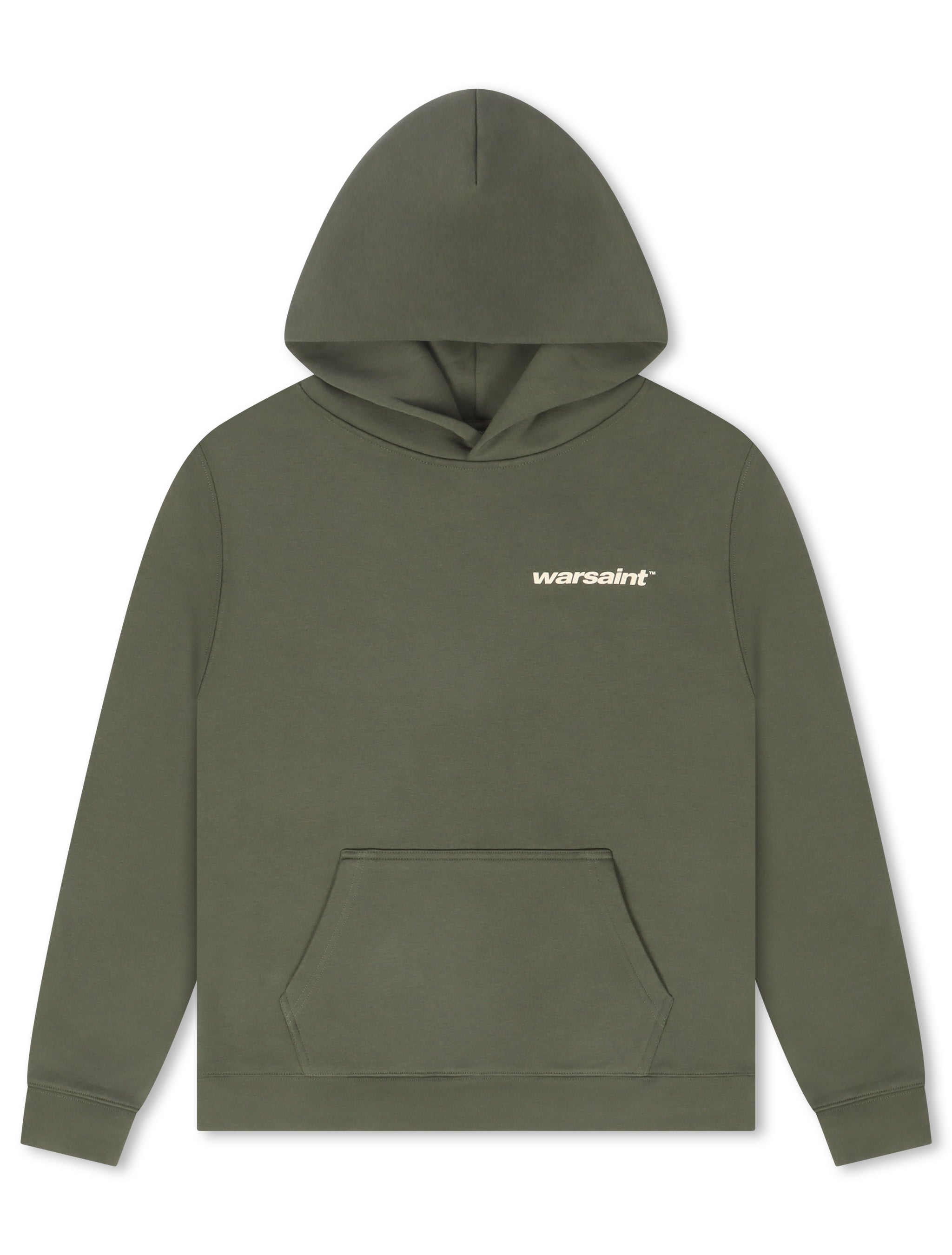 Warsaint Dual Logo Hoodie - Olive Green - Faded Fabrics