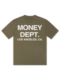 Money Dept. Los Angeles Heavyweight Tee - Light Olive/White - Faded Fabrics