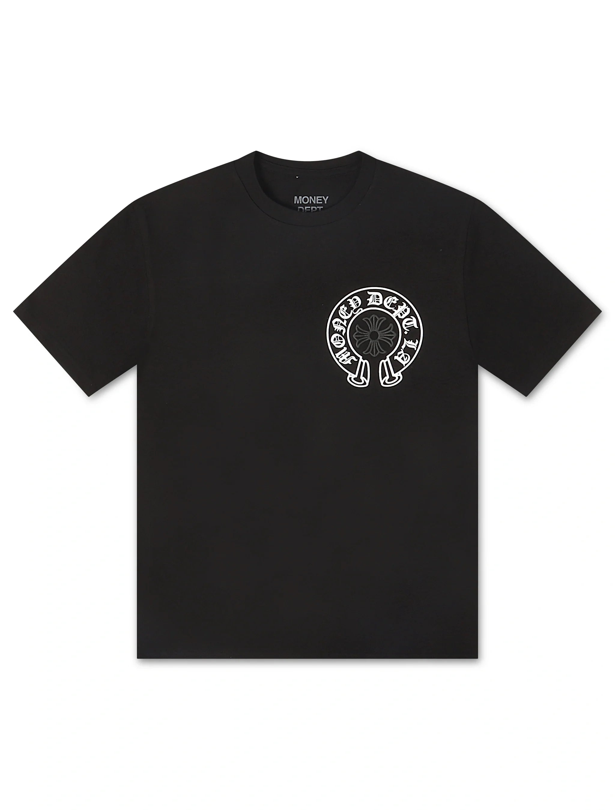 Money Dept. Vintage Old English Tee - Black/White/Black - Faded Fabrics
