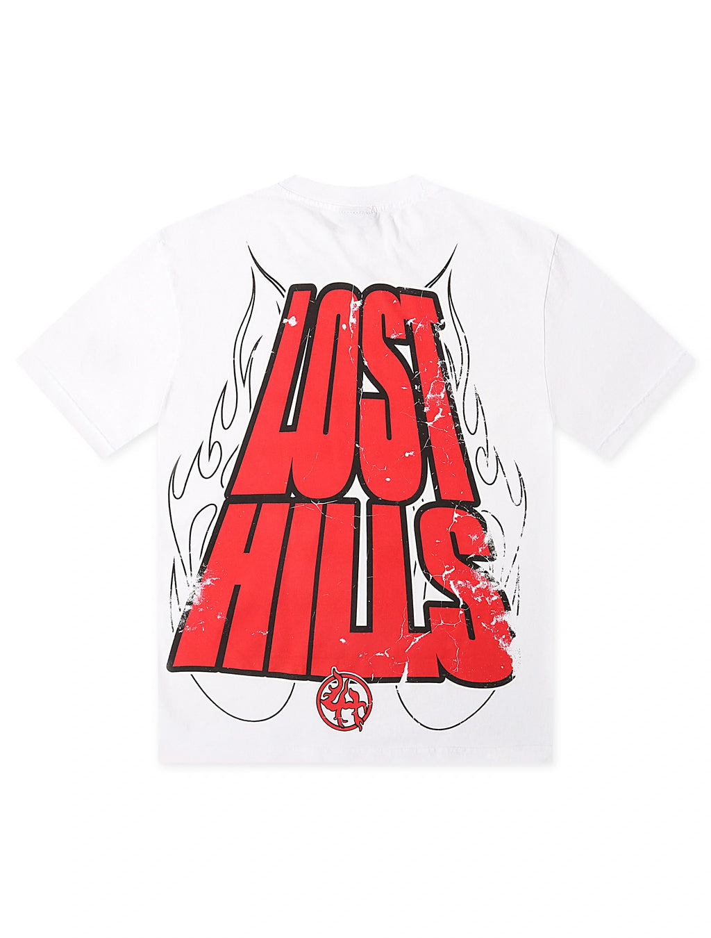 Lost Hills Flame Logo Heavyweight Tee - White - Faded Fabrics