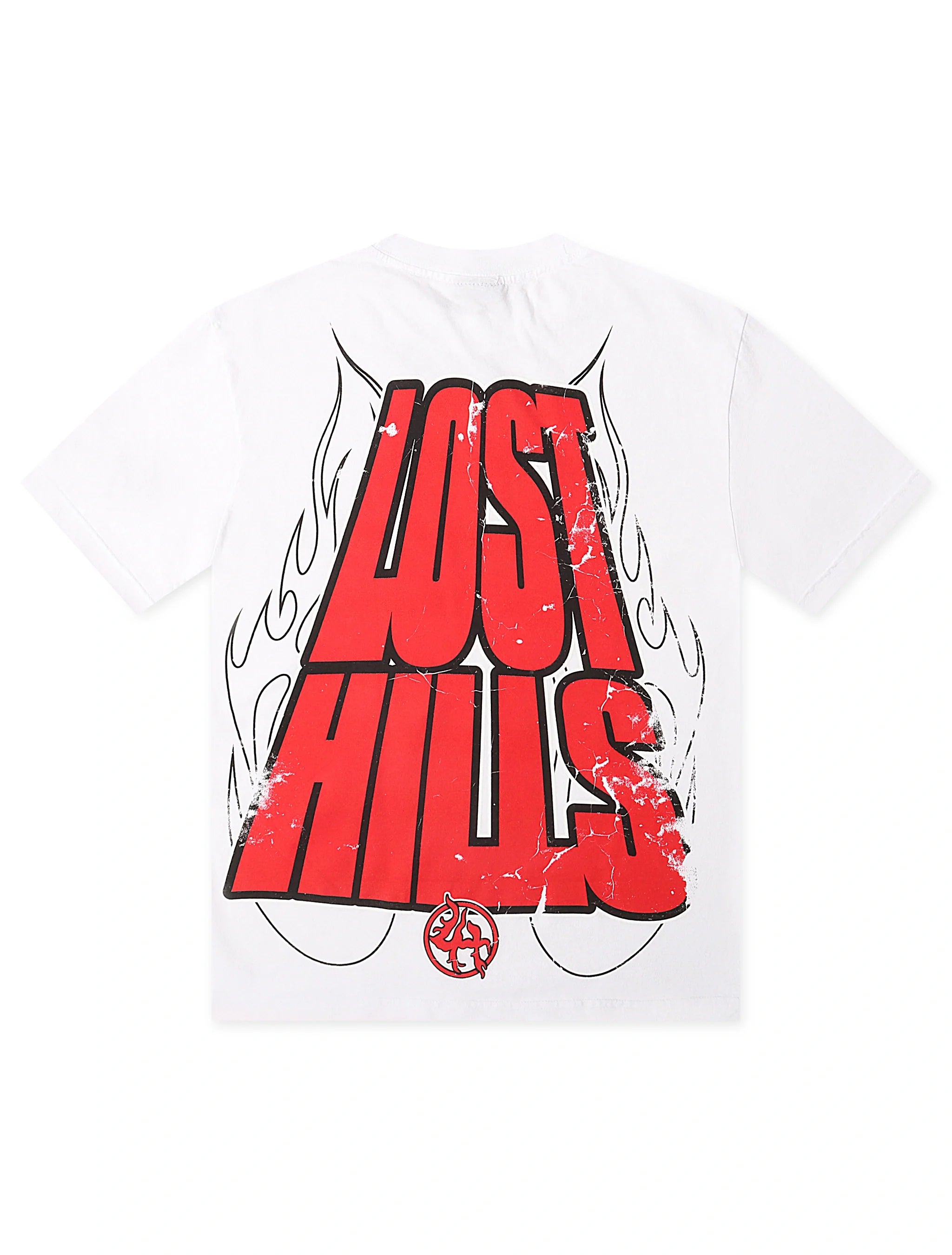 Lost Hills Flame Logo Heavyweight Tee - White - Faded Fabrics