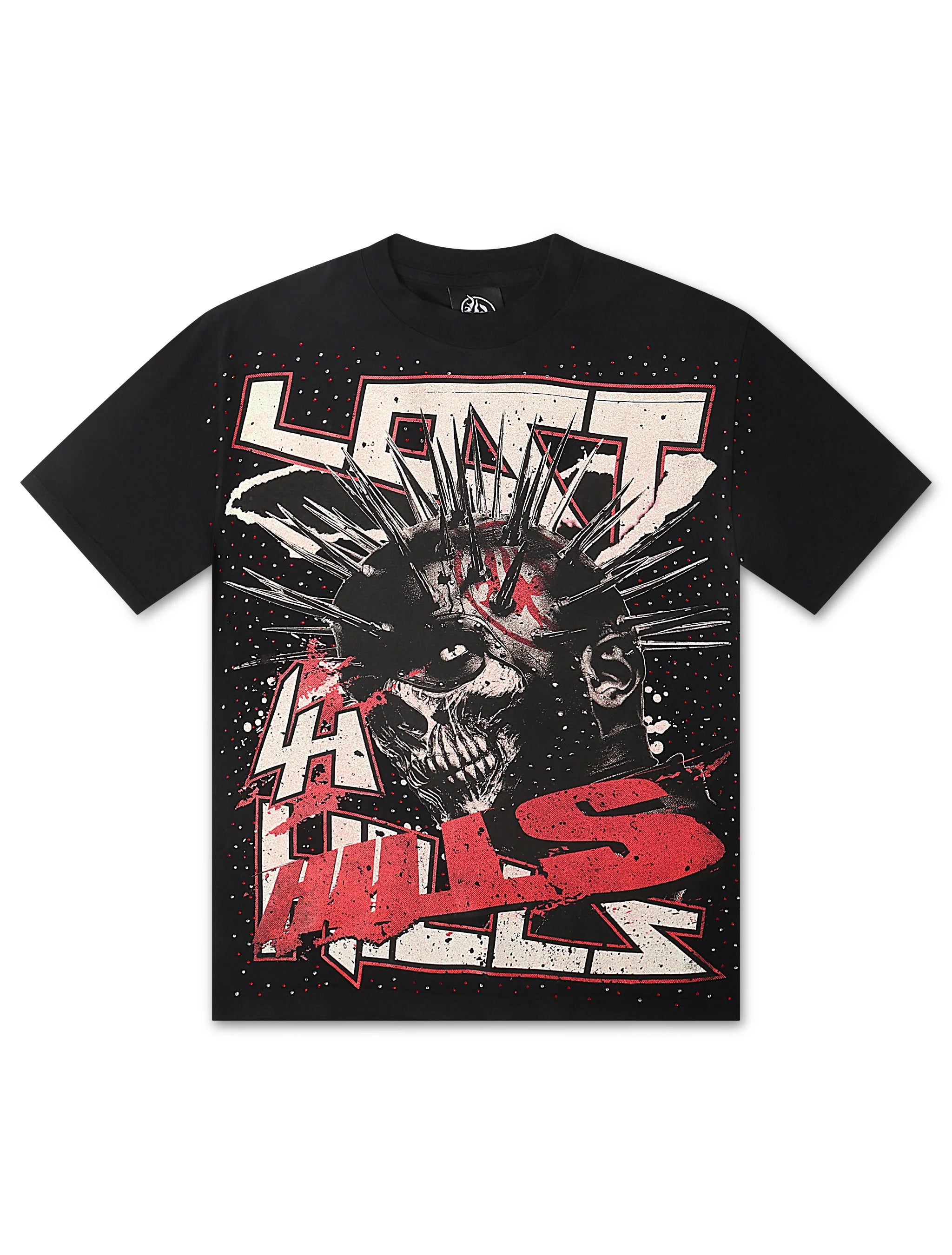 Lost Hills Punk Skull Tee - Black - Faded Fabrics