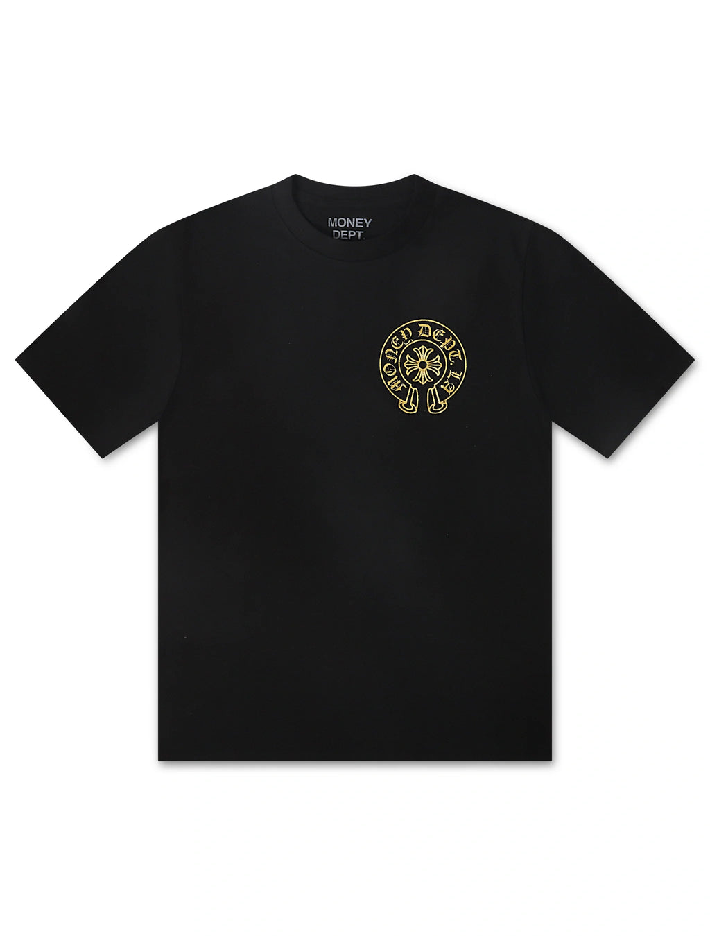 Money Dept. Vintage Old English Tee - Black/Gold - Faded Fabrics
