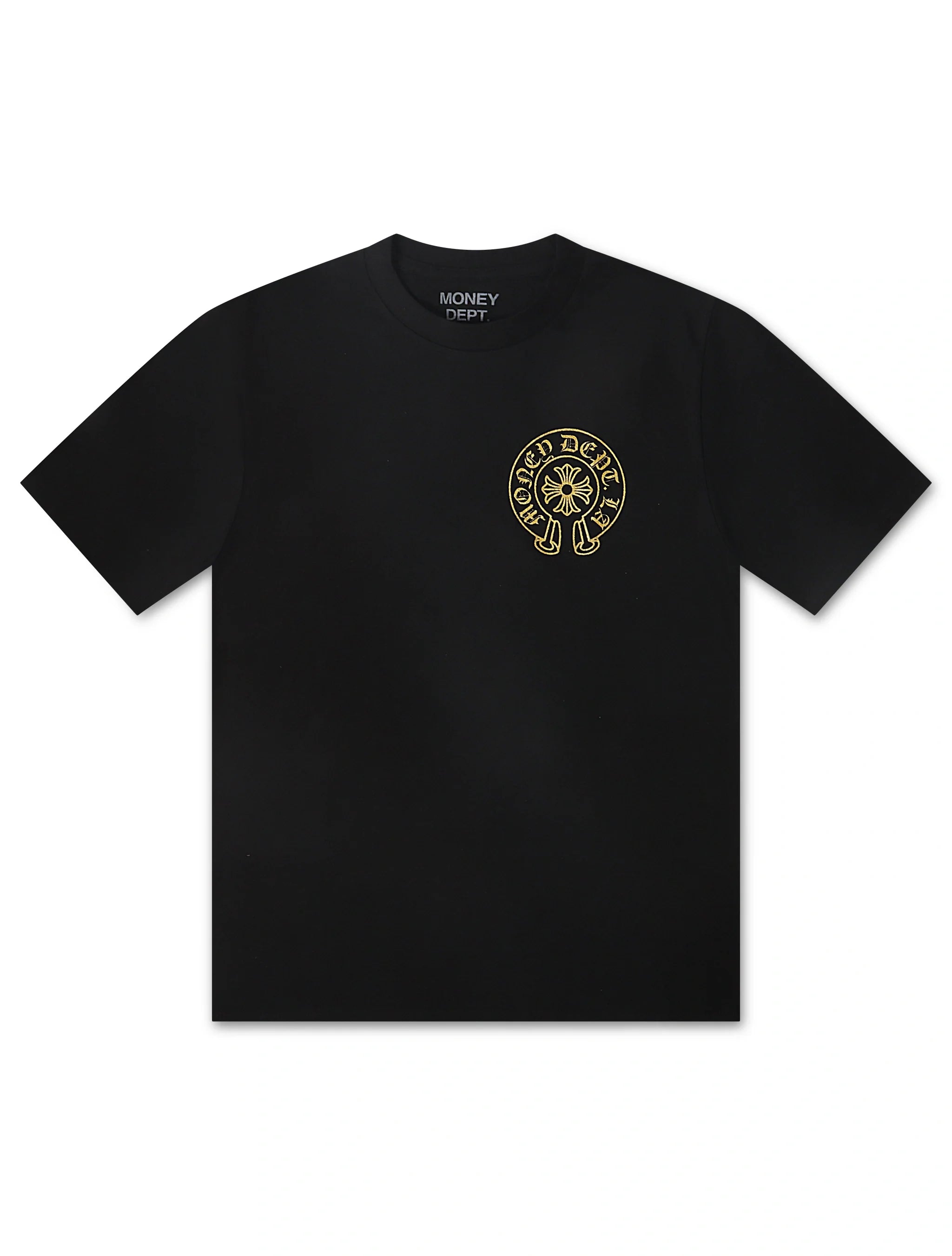 Money Dept. Vintage Old English Tee - Black/Gold - Faded Fabrics