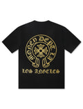 Money Dept. Vintage Old English Tee - Black/Gold - Faded Fabrics