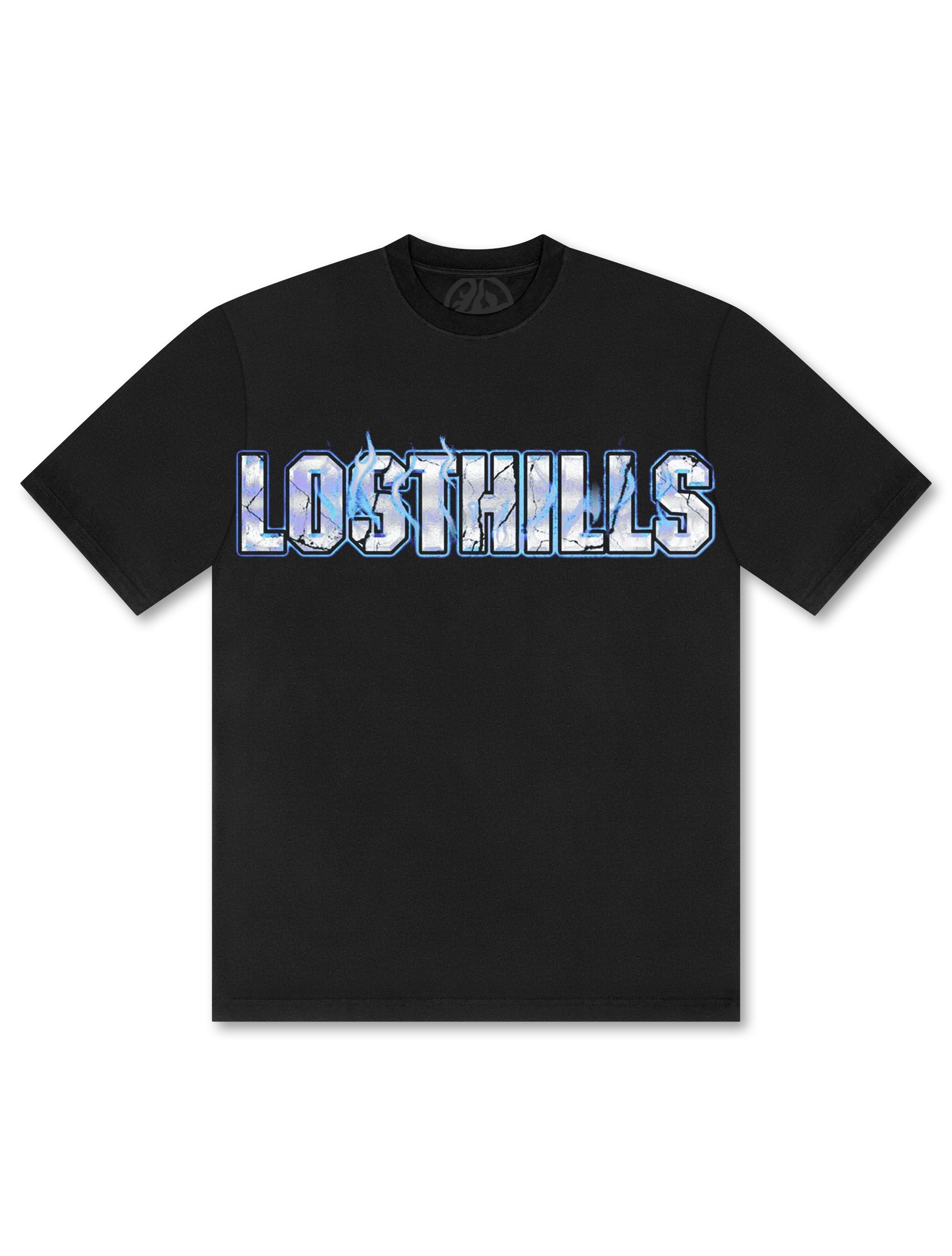 Losthills Inverted Logo Tee - Black - Faded Fabrics