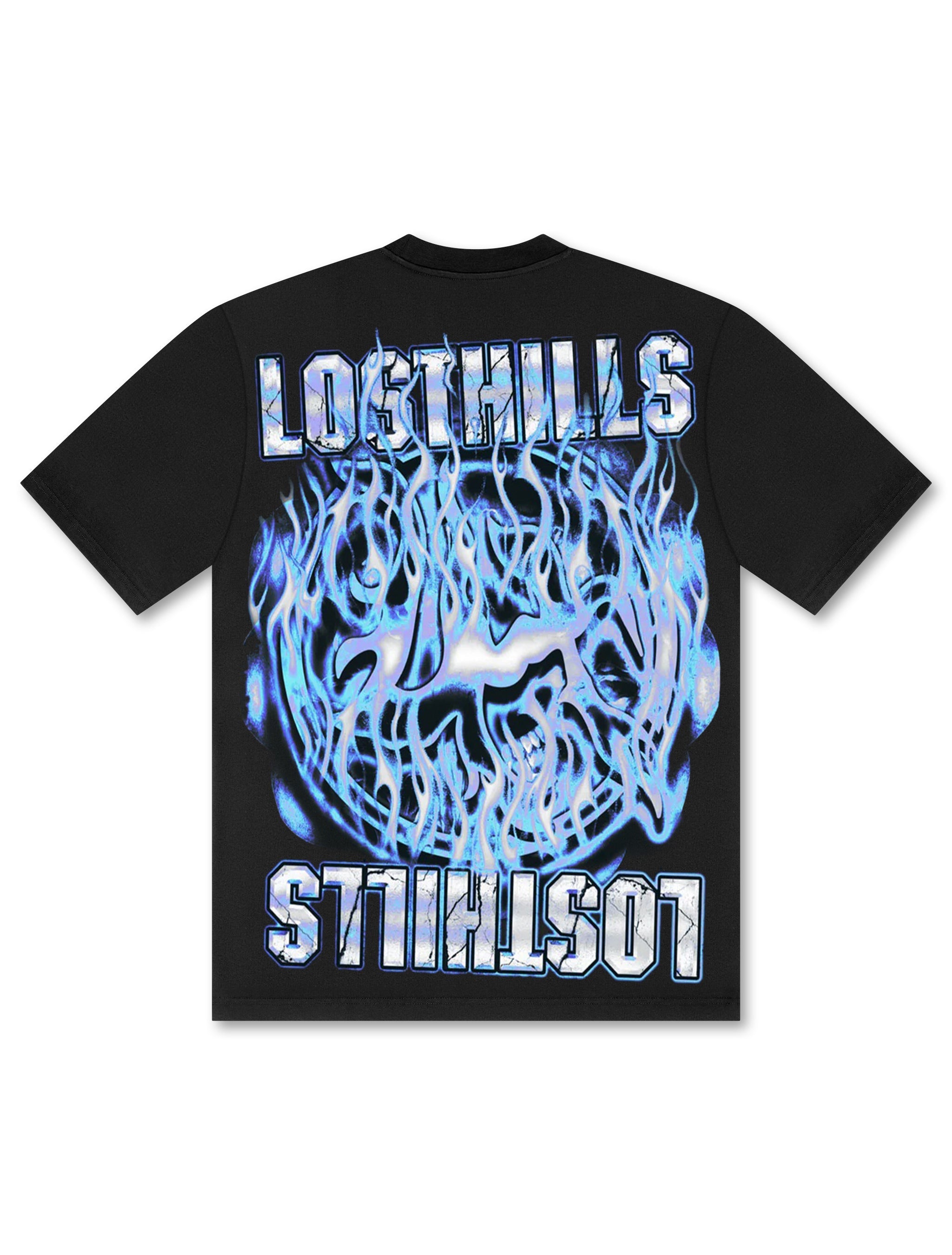Losthills Inverted Logo Tee - Black - Faded Fabrics