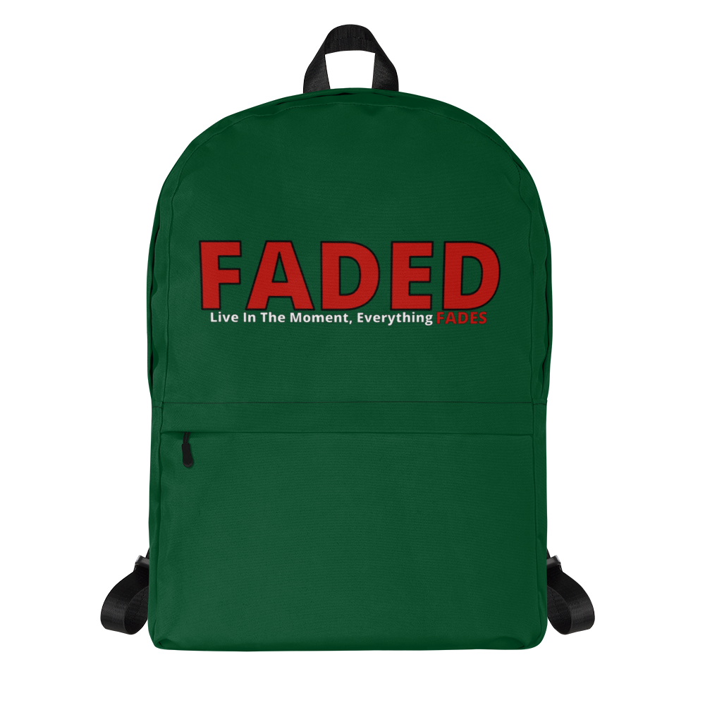 Faded (Red Logo) Green Backpack