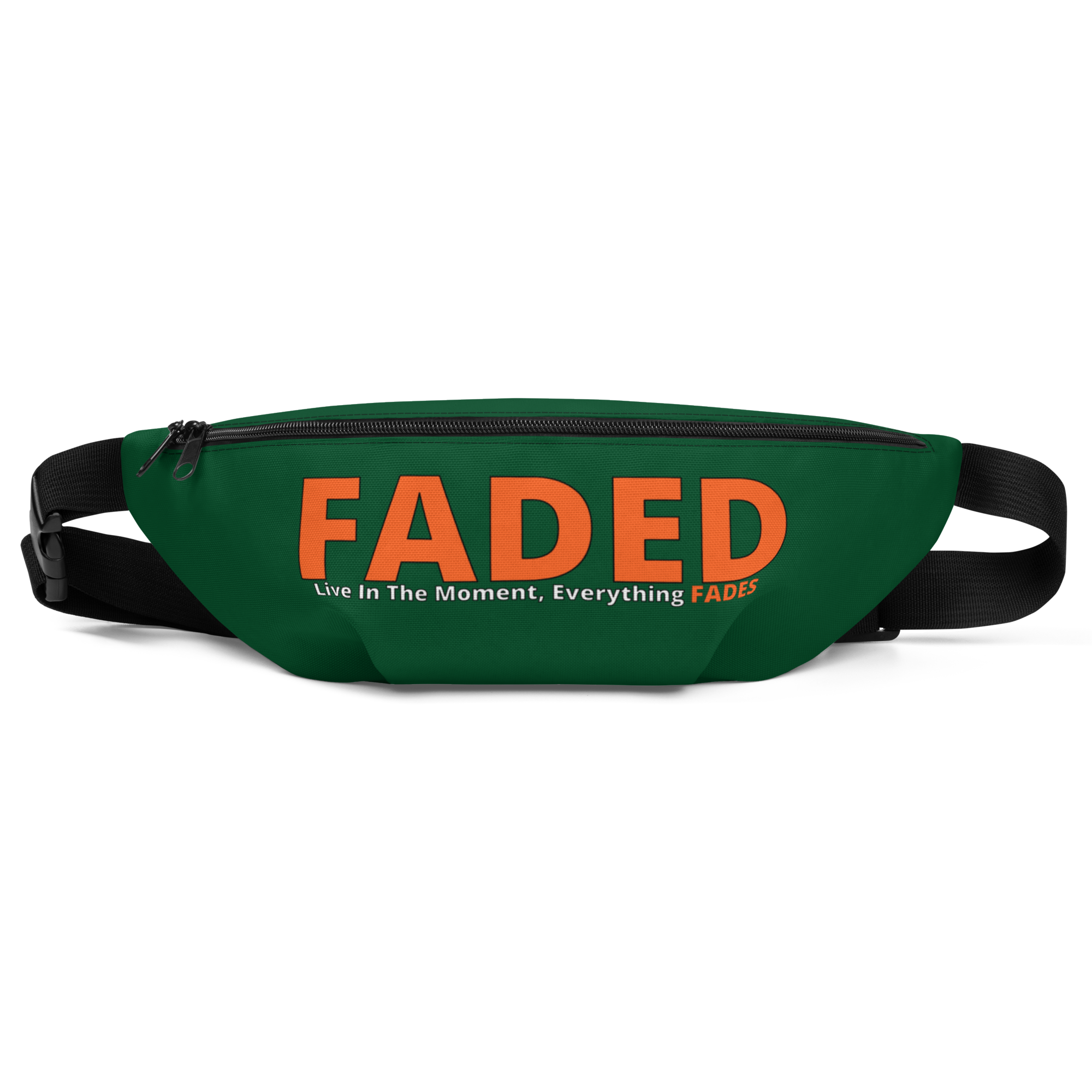Faded (Orange Logo) "Live In The Moment" Forest Green Fanny Pack