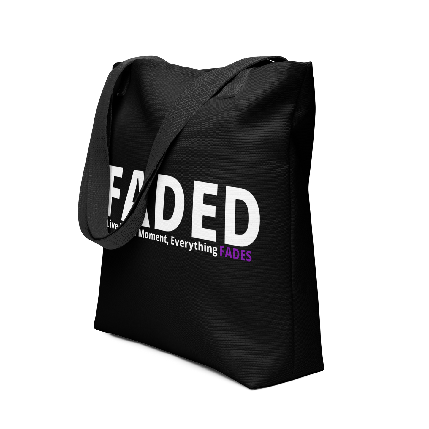 Faded (Subtle Purple Logo) "Live In The Moment" Tote Bag