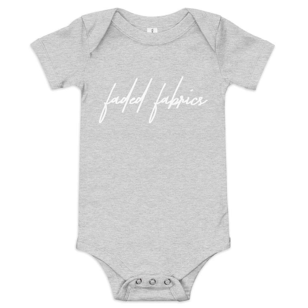 White Faded Fabrics Logo Baby Short Sleeve One Piece