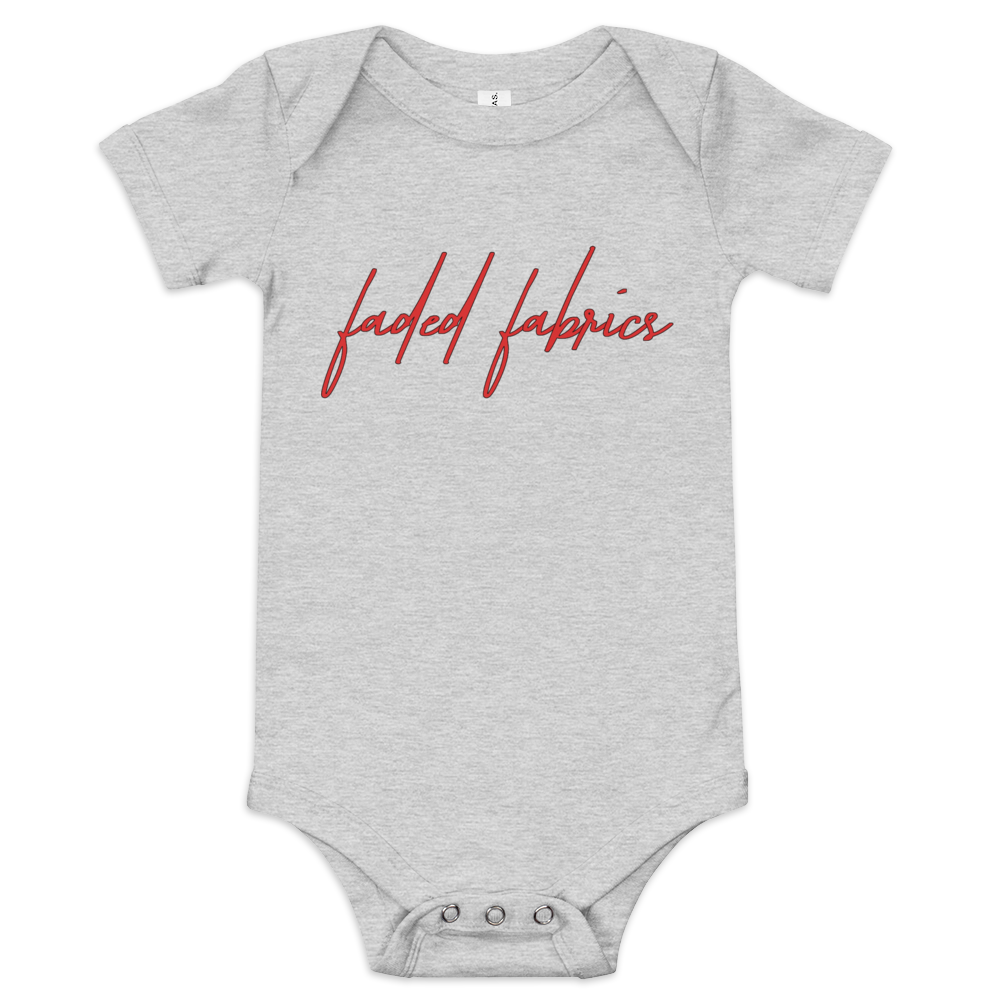 Red Faded Fabrics Logo Baby Short Sleeve One Piece