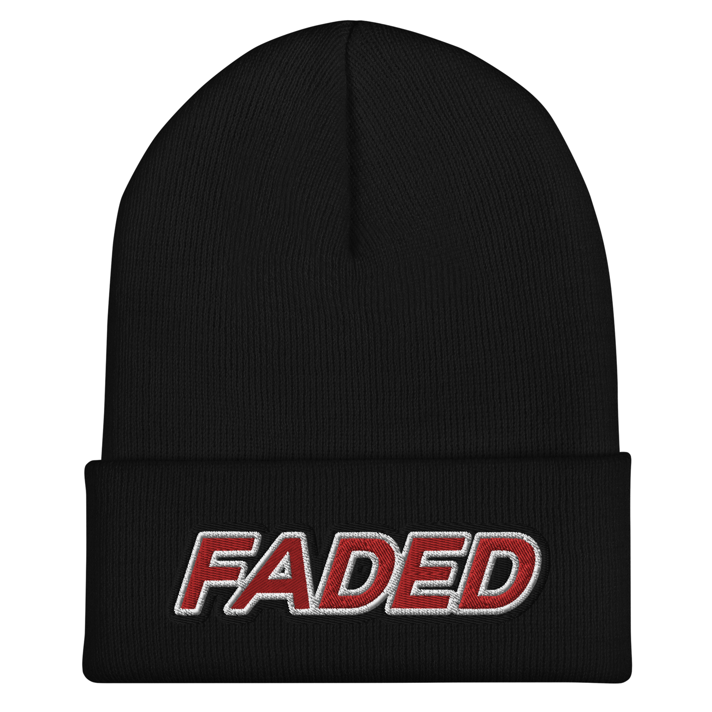 Faded (Red/White/Black Outline) Cuffed Beanie