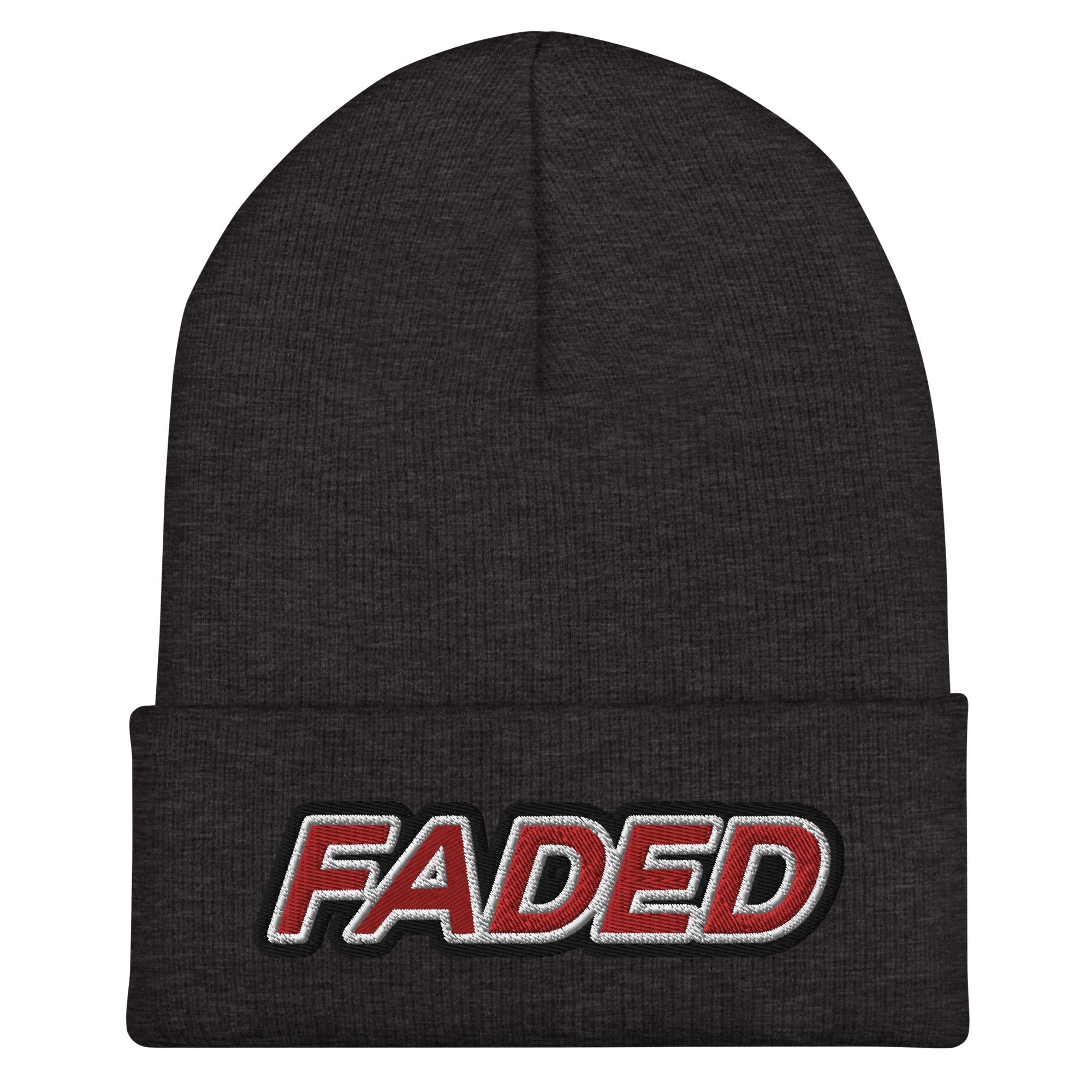 Faded (Red/White/Black Outline) Cuffed Beanie