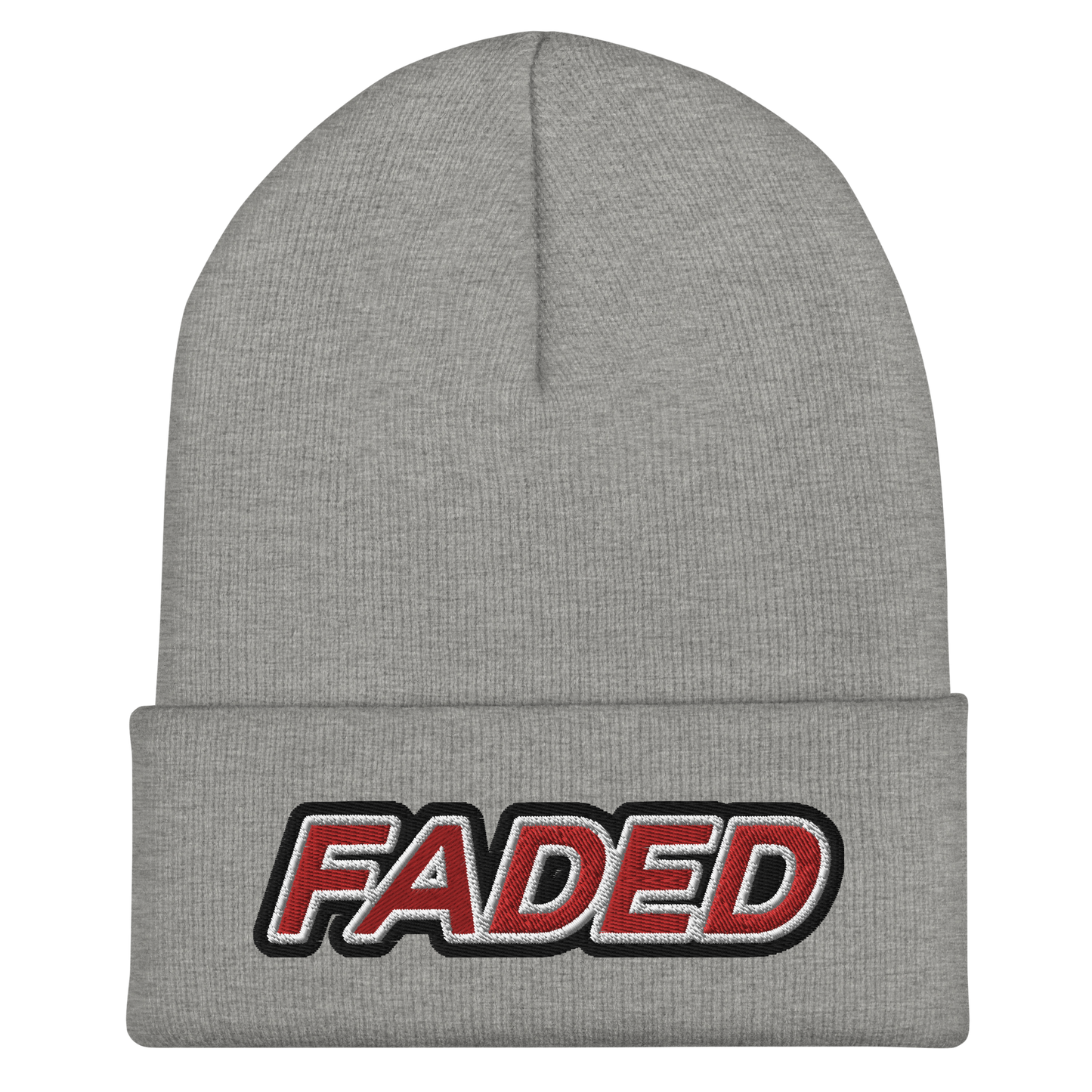 Faded (Red/White/Black Outline) Cuffed Beanie