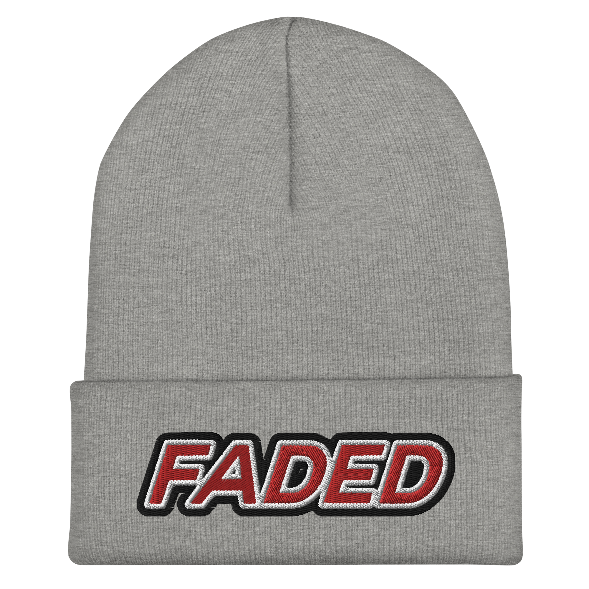 Faded (Red/White/Black Outline) Cuffed Beanie