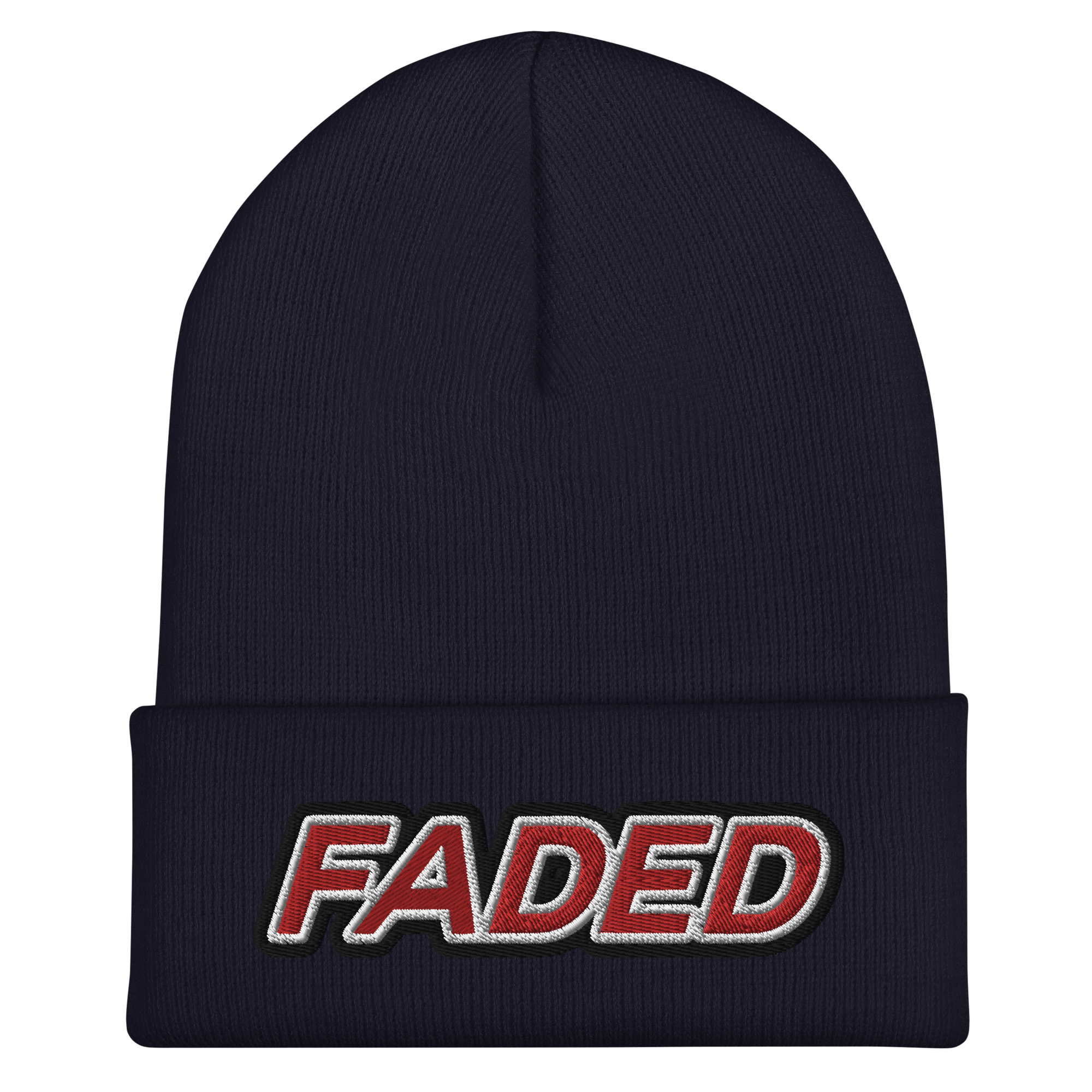 Faded (Red/White/Black Outline) Cuffed Beanie