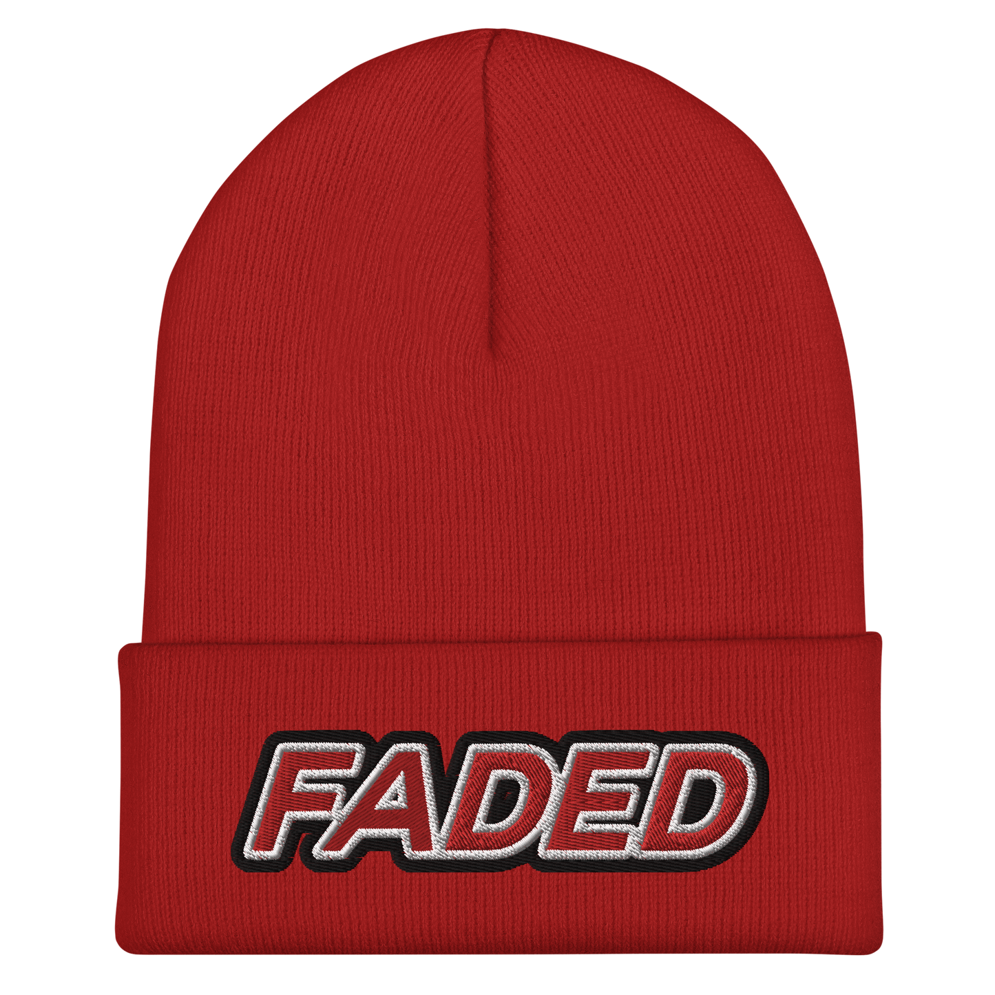 Faded (Red/White/Black Outline) Cuffed Beanie