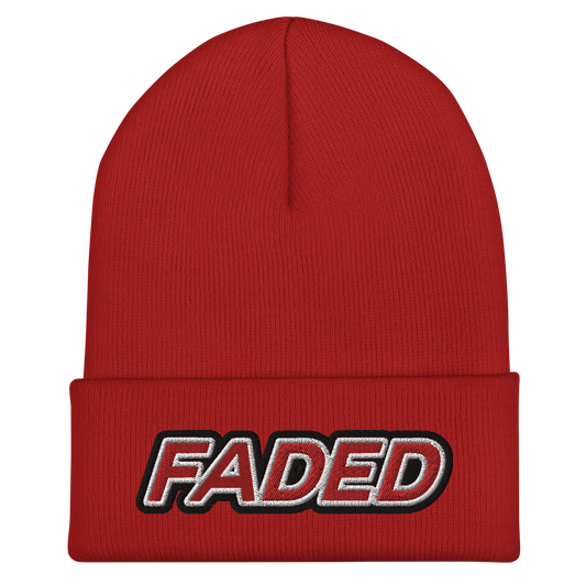 Faded (Red/White/Black Outline) Cuffed Beanie