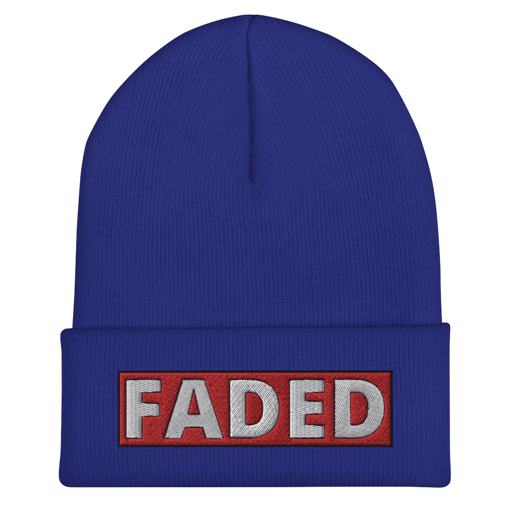 The iconic “Faded” box logo beanie