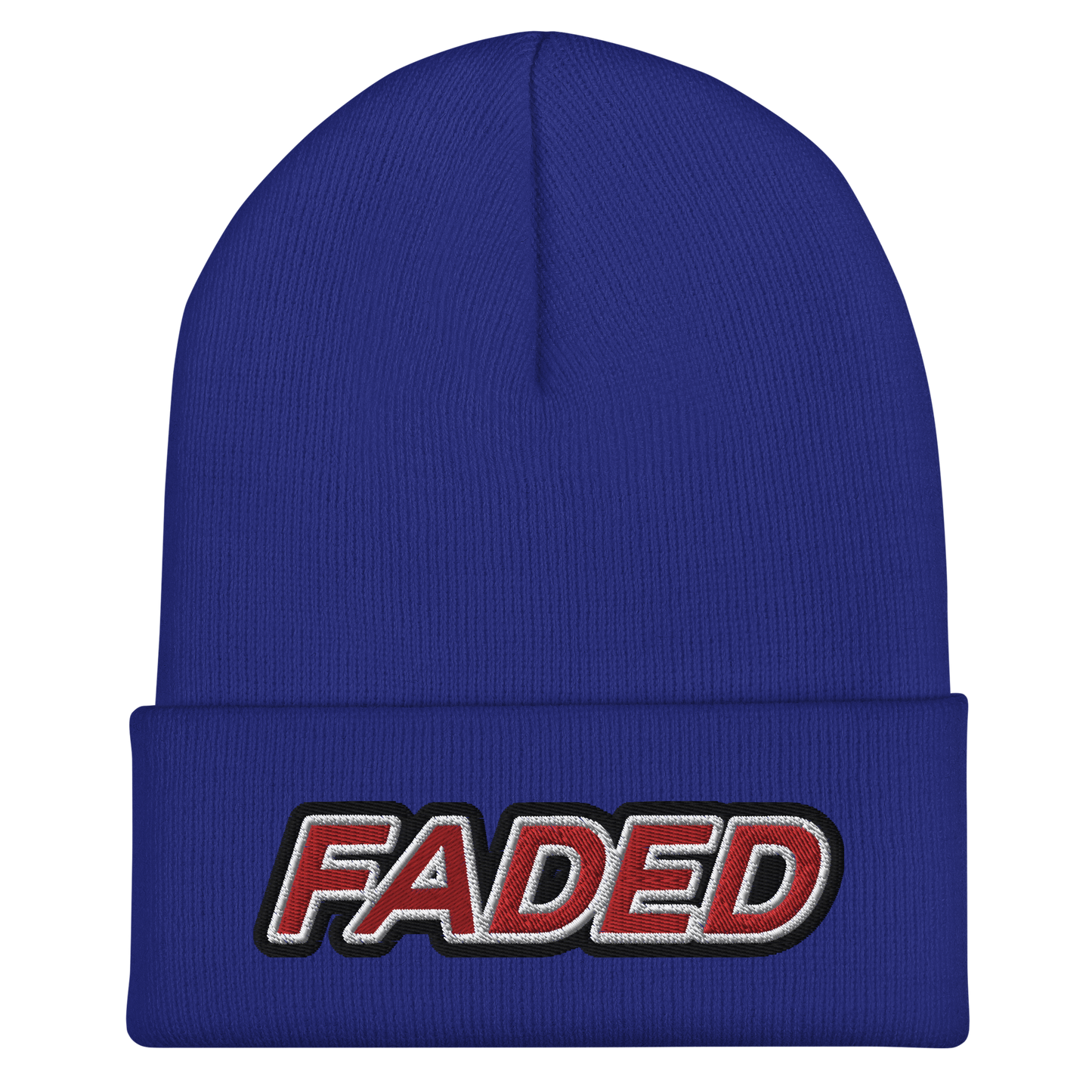 Faded (Red/White/Black Outline) Cuffed Beanie