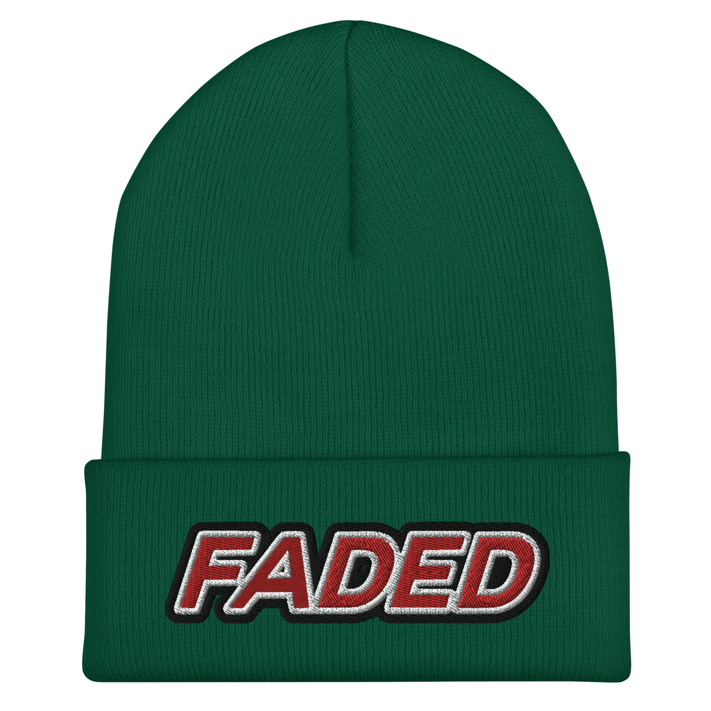 Faded (Red/White/Black Outline) Cuffed Beanie