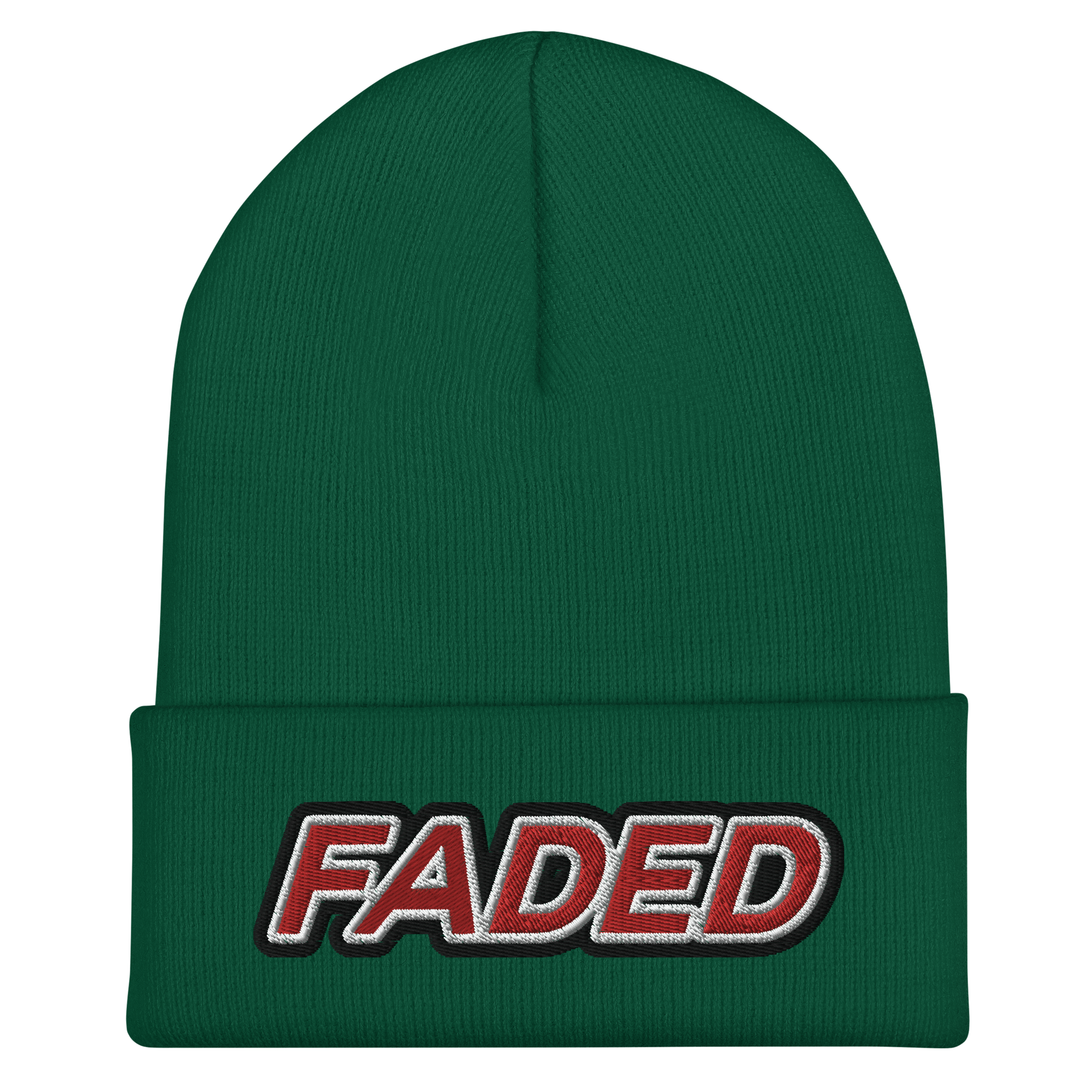 Faded (Red/White/Black Outline) Cuffed Beanie
