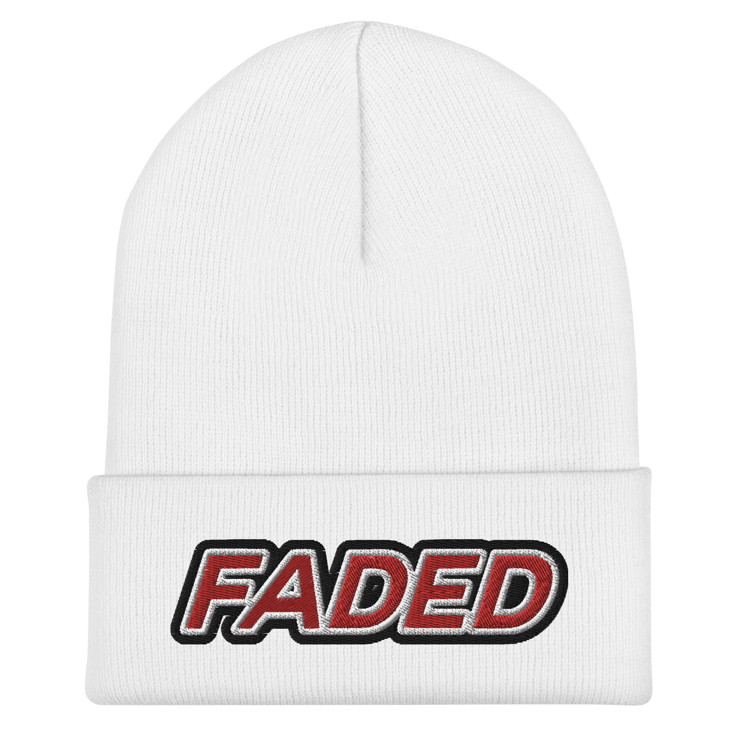 Faded (Red/White/Black Outline) Cuffed Beanie