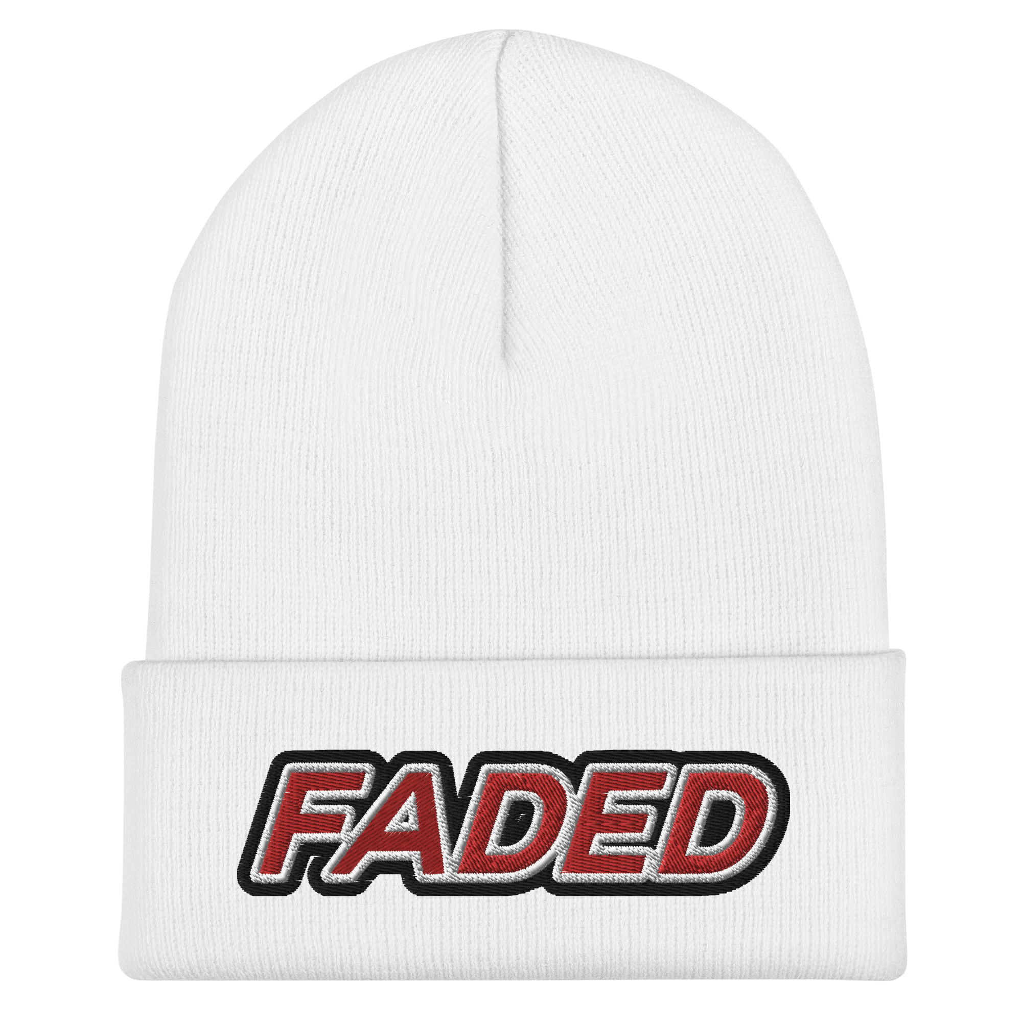 Faded (Red/White/Black Outline) Cuffed Beanie