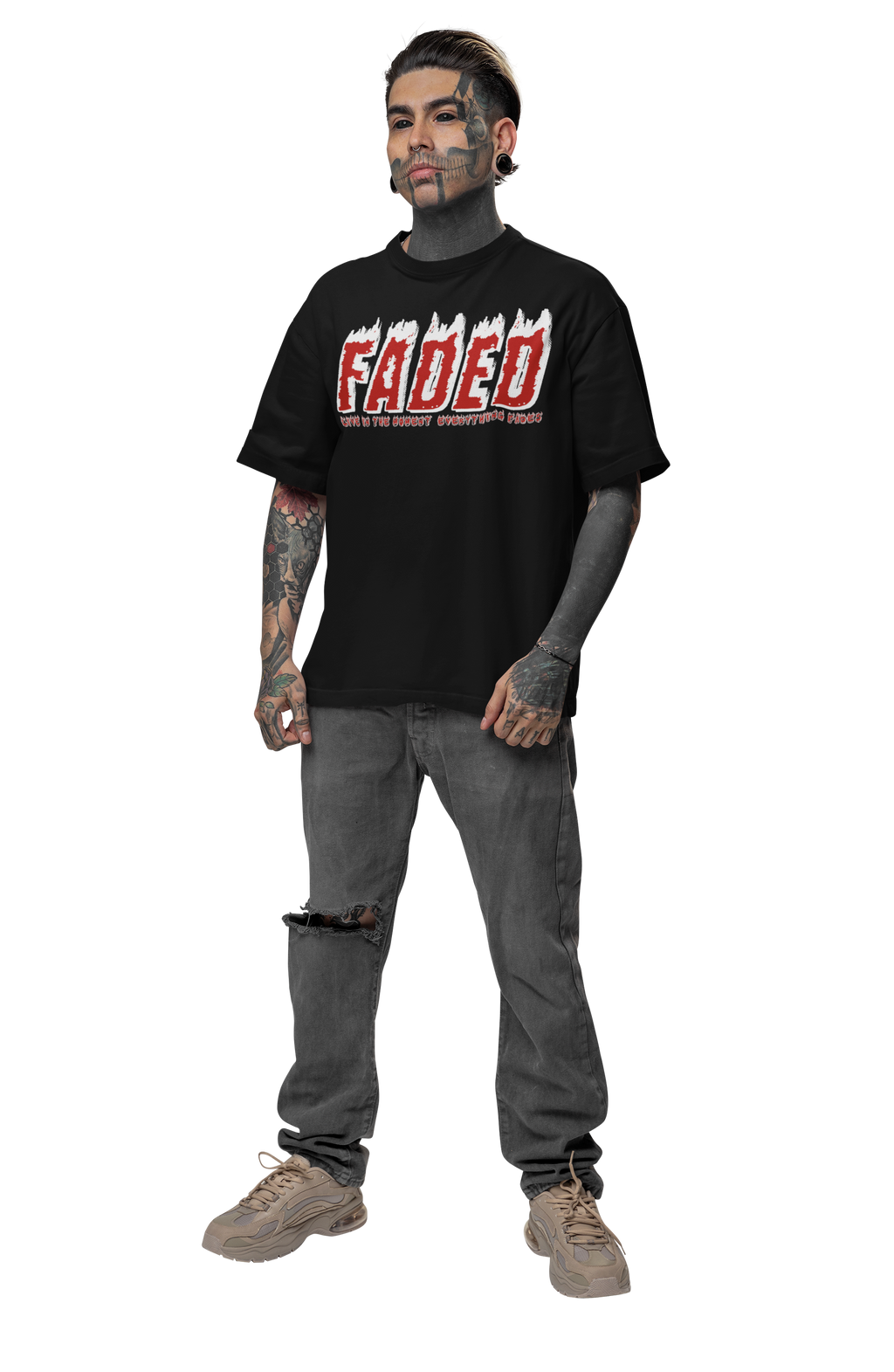 Faded Flames (Red/White) Premium Heavyweight Tee