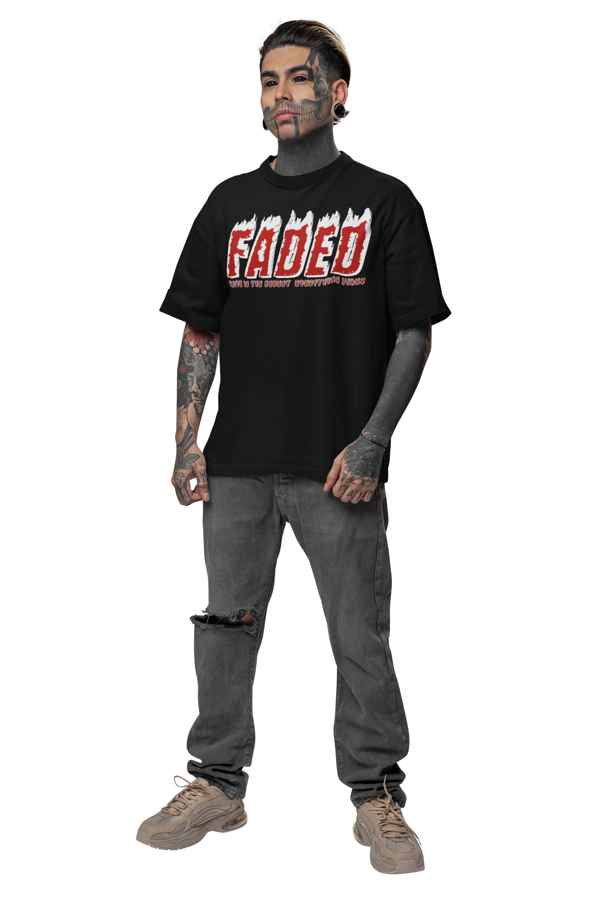 Faded Flames (Red/White) Premium Heavyweight Tee