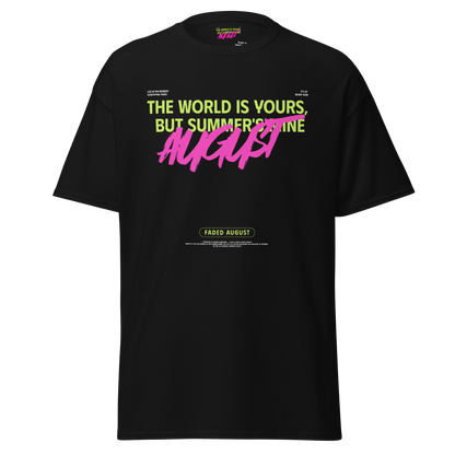 Faded August (Neon Green/Pink Logo) Official Unisex Classic Tee