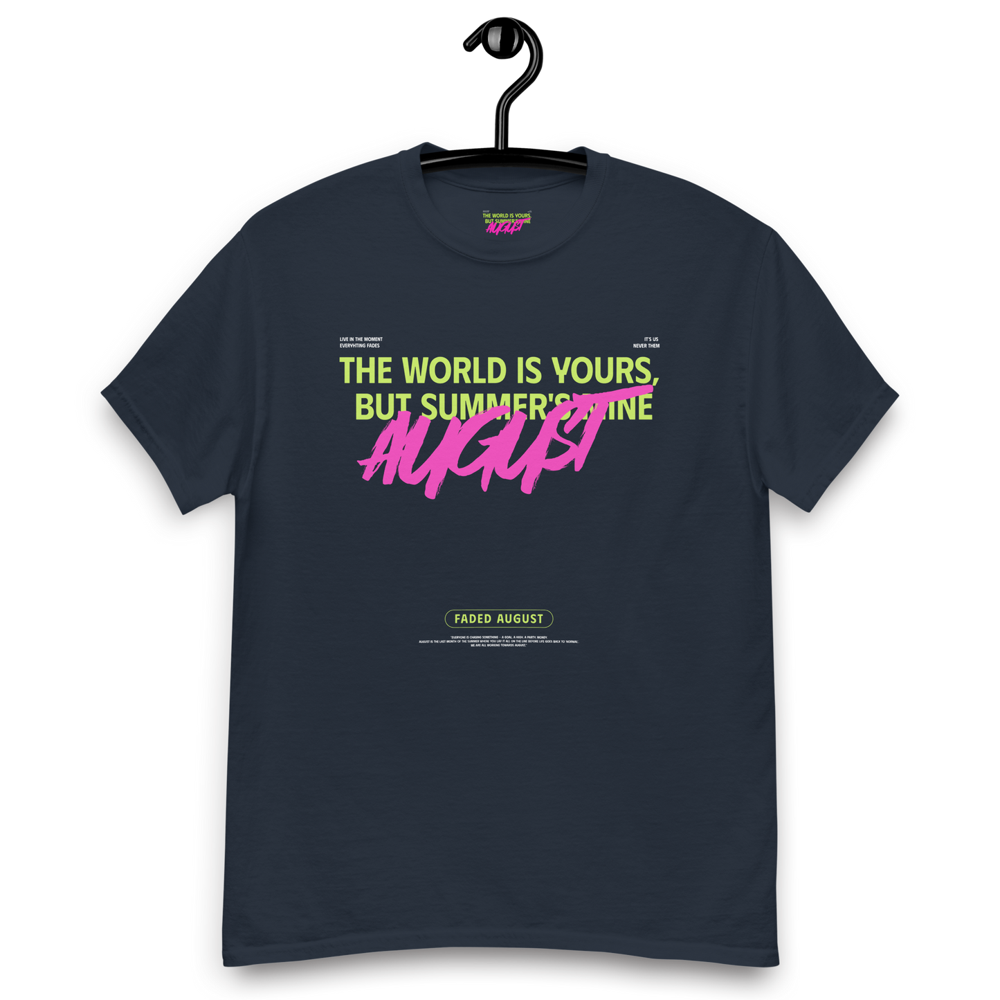 Faded August (Neon Green/Pink Logo) Official Unisex Classic Tee