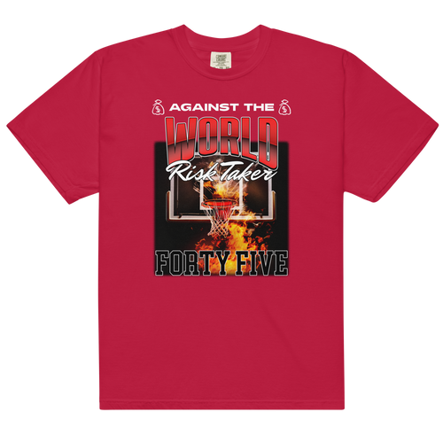 45: Against The World Risk Taker Heavyweight T-Shirt - Faded Fabrics