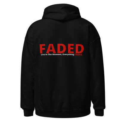 Faded (Red Logo/Left Breast/Back Logo) "Live In The Moment" Unisex Hoodie