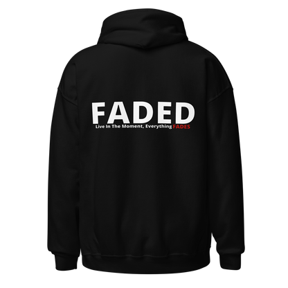 Faded (Subtle Red Logo/Left Breast/Back Logo) "Live In The Moment" Unisex Hoodie