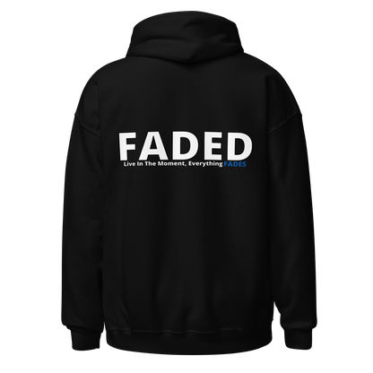 Faded (Subtle Blue Logo/Left Breast/Back Logo) "Live In The Moment" Unisex Hoodie