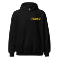 Faded (Yellow Logo/Left Breast/Back Logo) "Live In The Moment" Unisex Hoodie - Faded Fabrics
