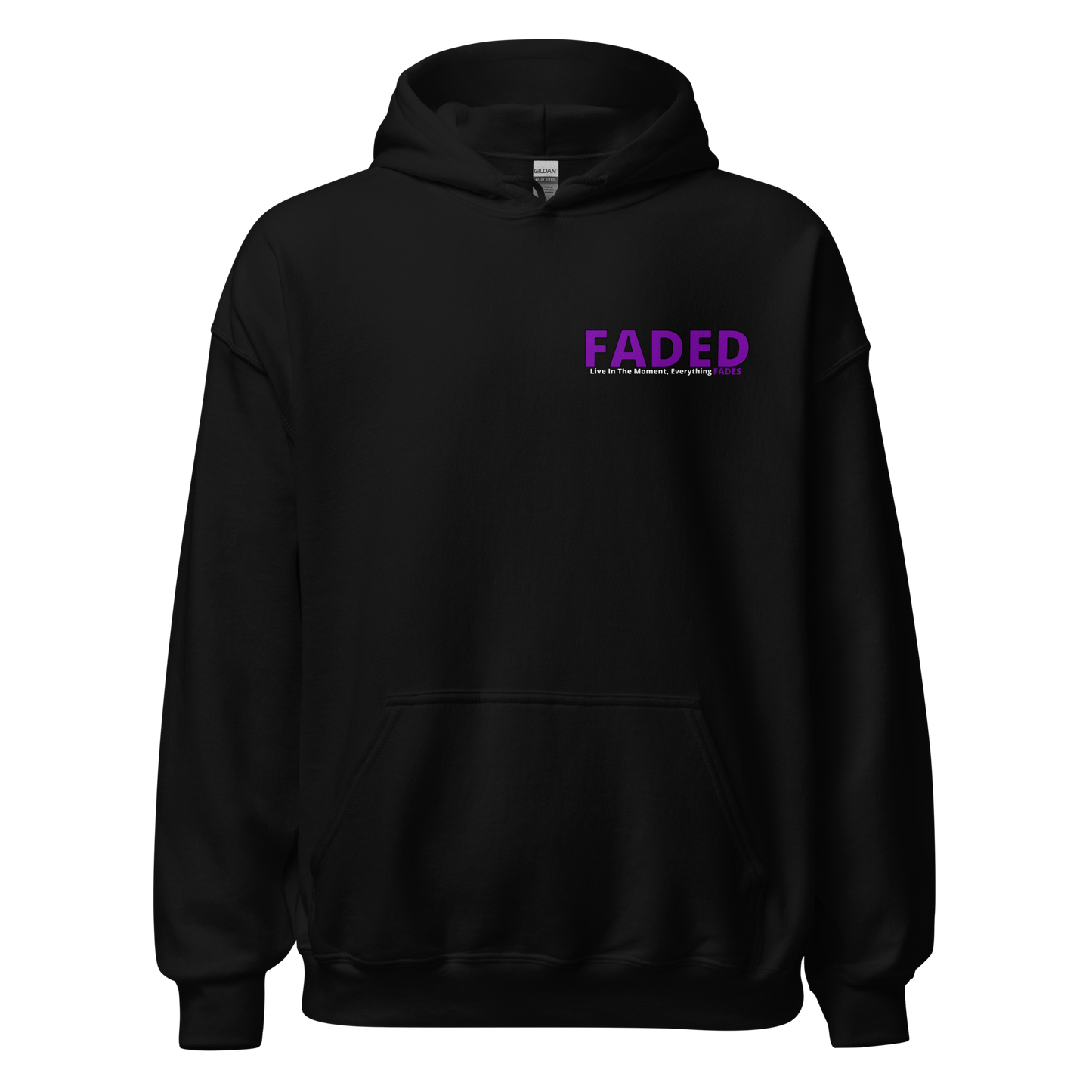 Faded (Purple Logo/Left Breast/Back Logo) "Live In The Moment Unisex Hoodie