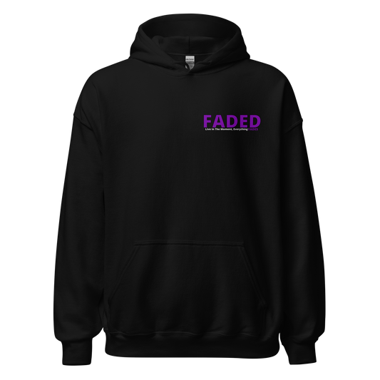 Faded (Purple Logo/Left Breast/Back Logo) "Live In The Moment Unisex Hoodie