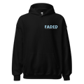 Faded (Baby Blue Logo/Left Breast/Back Logo) "Live In The Moment" Unisex Hoodie - Faded Fabrics