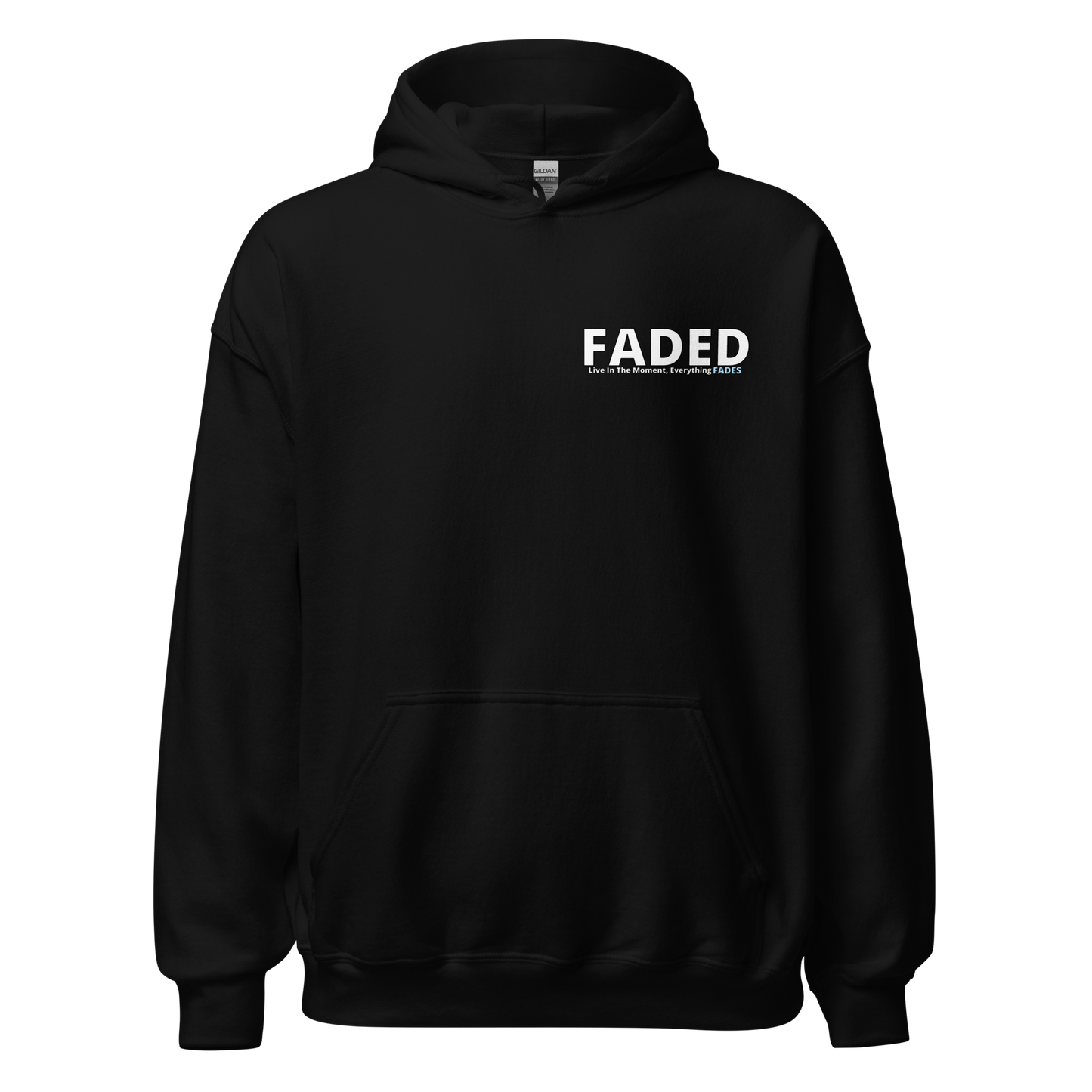 Faded (Subtle Blue Logo/Left Breast/Back Logo) "Live In The Moment" Unisex Hoodie