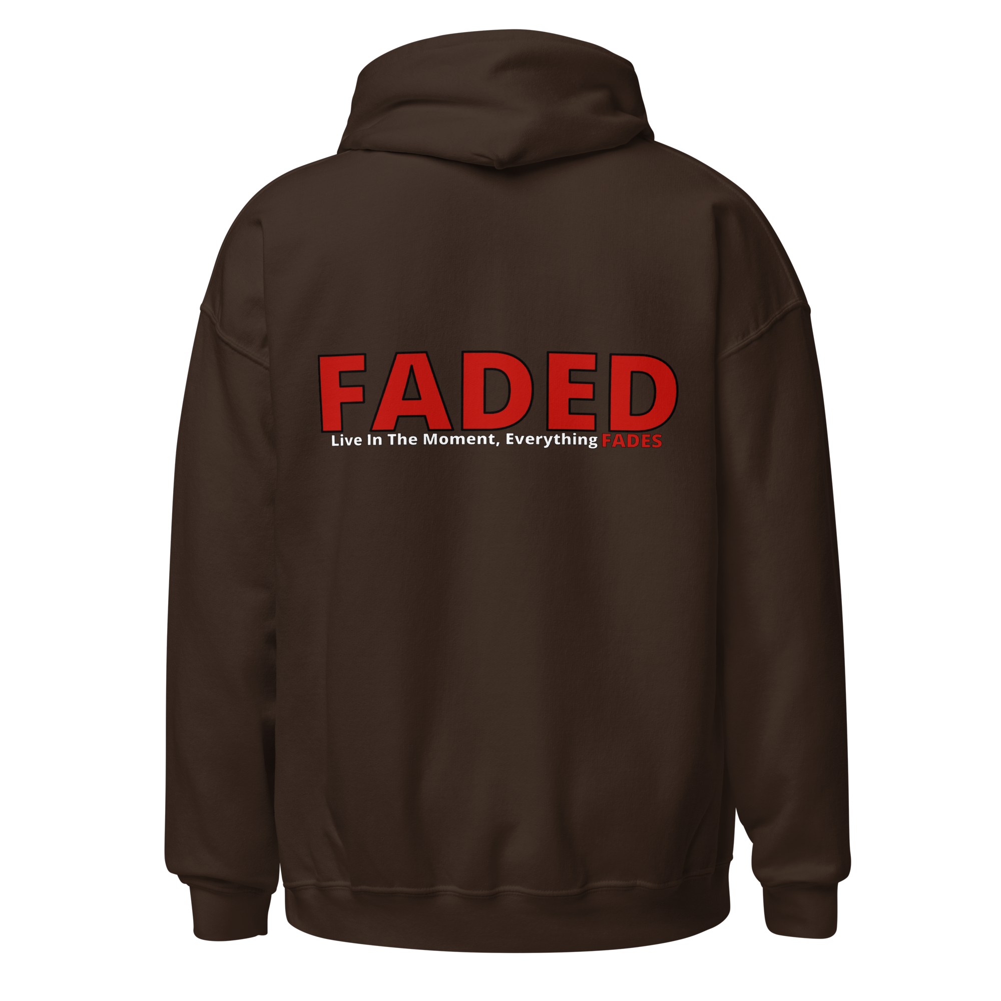 Faded (Red Logo/Left Breast/Back Logo) "Live In The Moment" Unisex Hoodie