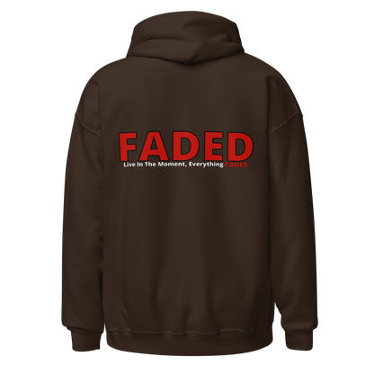 Faded (Red Logo/Left Breast/Back Logo) "Live In The Moment" Unisex Hoodie