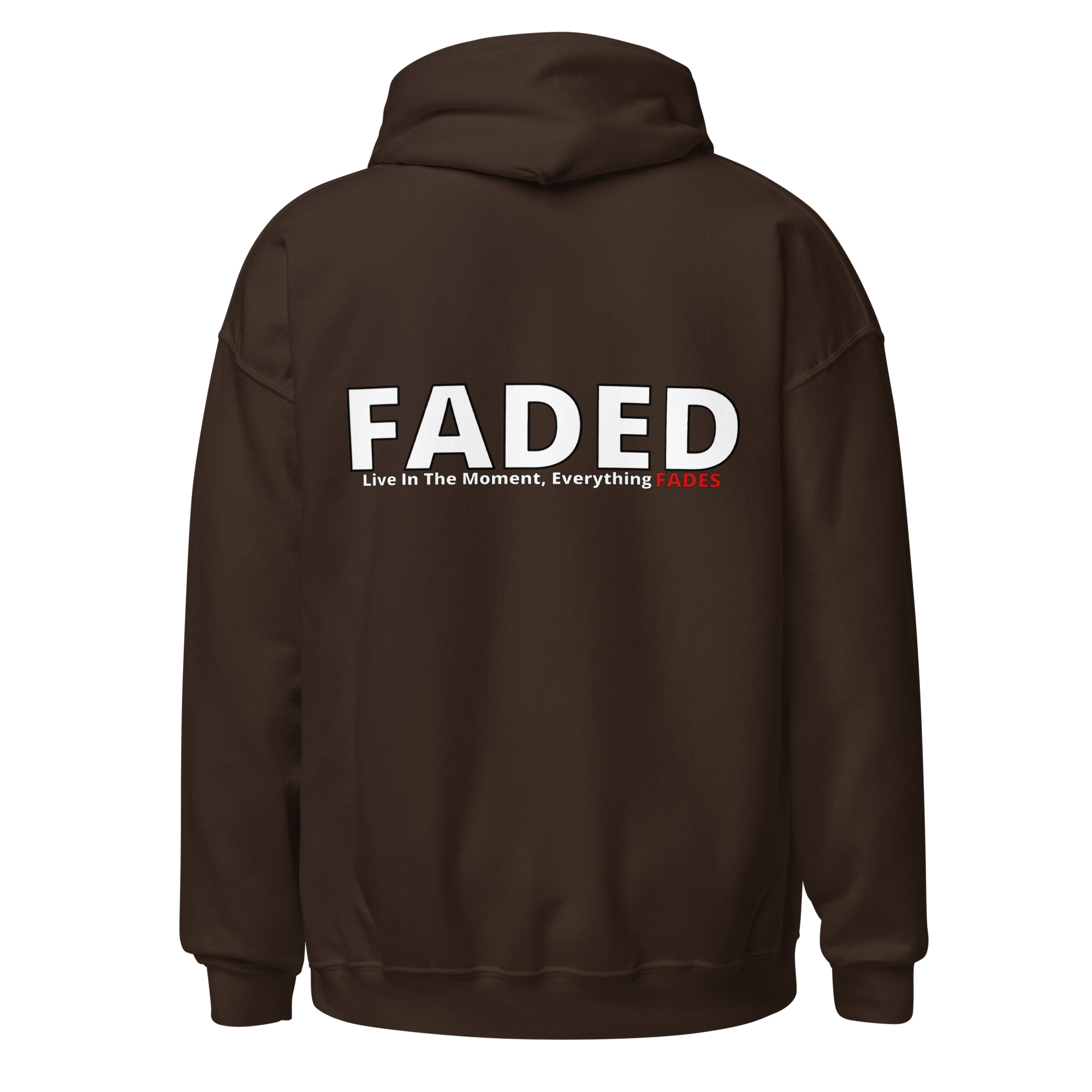 Faded (Subtle Red Logo/Left Breast/Back Logo) "Live In The Moment" Unisex Hoodie